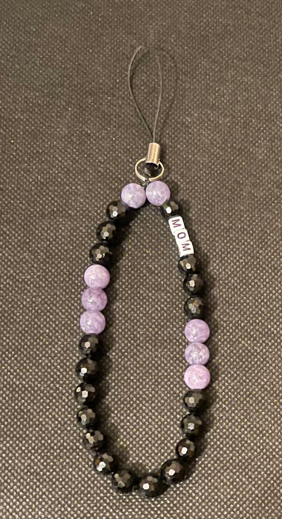 Mother’s Day Phone Charms “ Black Faceted Tourmaline with Lavender Quartz