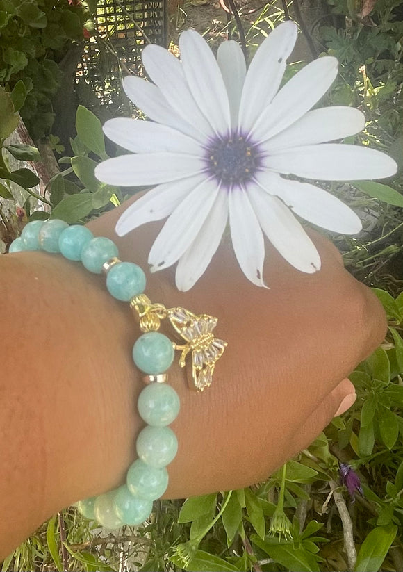 Butterfly Charm with Amazonite beads