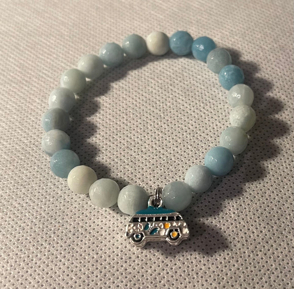 Faceted Amazonite with a VW Bus Charm