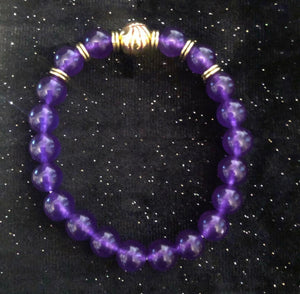 Purple Jade Beads w/ Chrome Basketball & Gold Plated Spacers