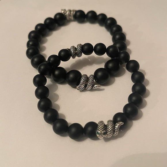 His & Hers Black Onyx w/ Metal Snakes