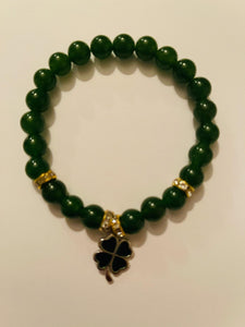 St. Patrick Green Jade w/ Gold Rhinestones