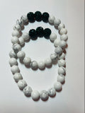 White Howlite Stones w/ Green Rhinestones