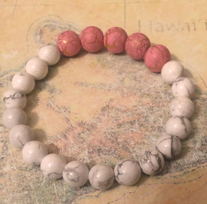 White Howlite Beads w/ Pink Beads